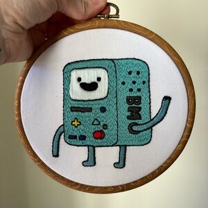 Adventure Time BMO hand embroidered framed wall hanging